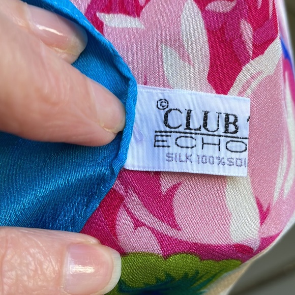 Club Echo Floral Turquoise Silk Scarf - Picture 7 of 8